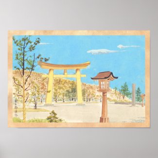 Fukuhara Shrine in Yamato, Sacred Places scenery Poster