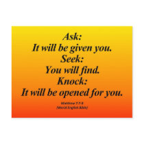 Fulfillment Matthew 7:7-8 Abbrev Postcards