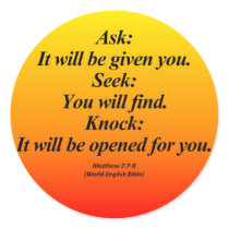 Fulfillment Matthew 7:7-8 Abbrev Round Sticker