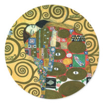 Fulfillment (The Embrace) by Gustav Klimt Round Sticker