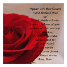 Full Bloom Red Rose Wedding Custom Announcement