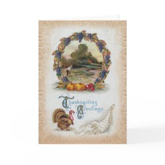 Full Colour VintageThanksgiving Turkey card