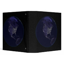 Full Earth at night showing city lights 4 Vinyl Binders