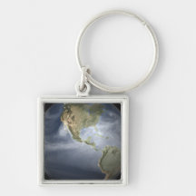 Full Earth view showing water vapor Key Chain
