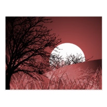 FULL FIELD MOON - RED POSTCARD
