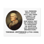 Full Free Liberty Of Relgious Opinion T. Jefferson Post Card