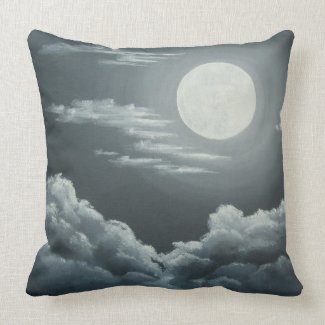 Full Moon and Clouds Pillow