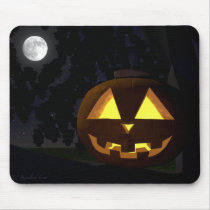 Full Moon and Jack O'Lantern Mousepad by rclord Full Moon and Jack O'Lantern Mousepad