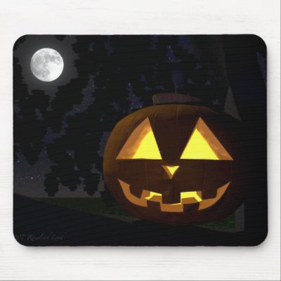 Full Moon and Jack O'Lantern Mousepad by rclord