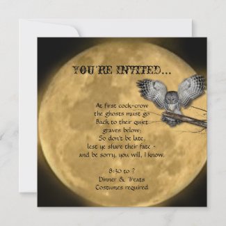 Full Moon and Owl Halloween Party Invitations invitation