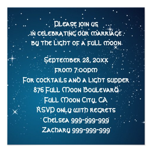 Full Moon and Stars Wedding Personalized Invite