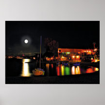 Full Moon at Sailboat Cove Poster