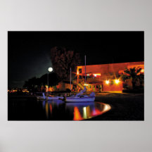 Full Moon at Sailboat Cove Poster