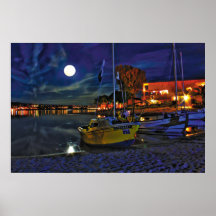 Full Moon at Sailboat Cove Print