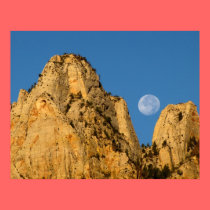 Full Moon at Zion Sunrise posters