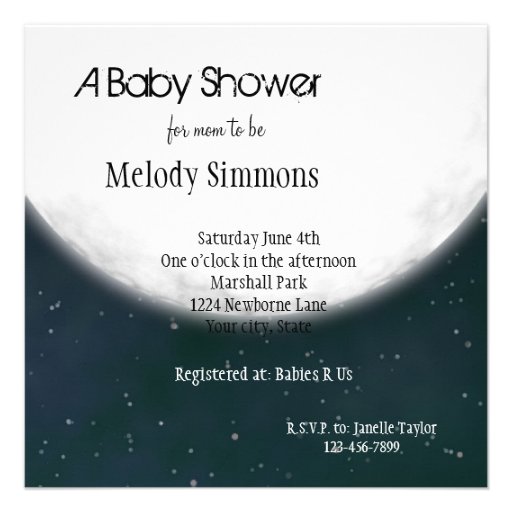 Full Moon Baby Shower Personalized Invitations