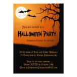 Full moon, bats and creepy tree orange Halloween Custom Announcement