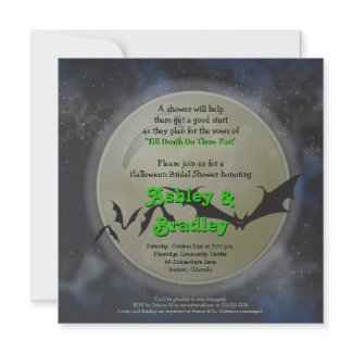 Full Moon Bats Halloween Bridal Shower Invitation invitation