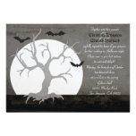 Full Moon & Bats Halloween Wedding Invitation