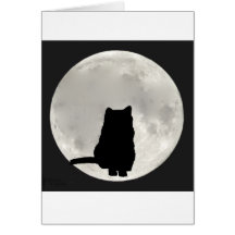 Full Moon Cat Card