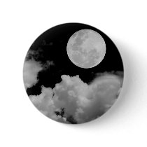 FULL MOON CLOUDS BLACK AND WHITE BUTTON