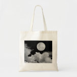 FULL MOON CLOUDS BLACK AND WHITE CANVAS BAG