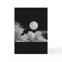 FULL MOON CLOUDS BLACK AND WHITE CARDS