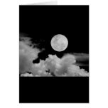 FULL MOON CLOUDS BLACK AND WHITE CARDS