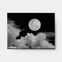 FULL MOON CLOUDS BLACK AND WHITE ENVELOPES