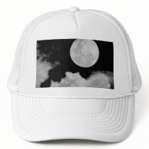FULL MOON CLOUDS BLACK AND WHITE HAT