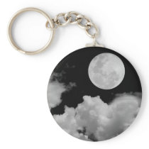 FULL MOON CLOUDS BLACK AND WHITE KEYCHAINS