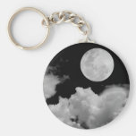 FULL MOON CLOUDS BLACK AND WHITE KEYCHAINS