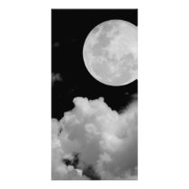 FULL MOON CLOUDS BLACK AND WHITE PHOTO CARDS