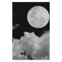 FULL MOON CLOUDS BLACK AND WHITE PERSONALIZED STATIONERY