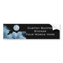 FULL MOON CLOUDS BLUE BUMPER STICKERS