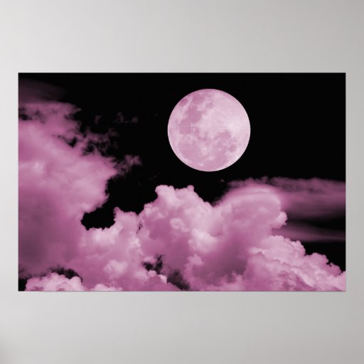 FULL MOON CLOUDS PINK POSTER Zazzle