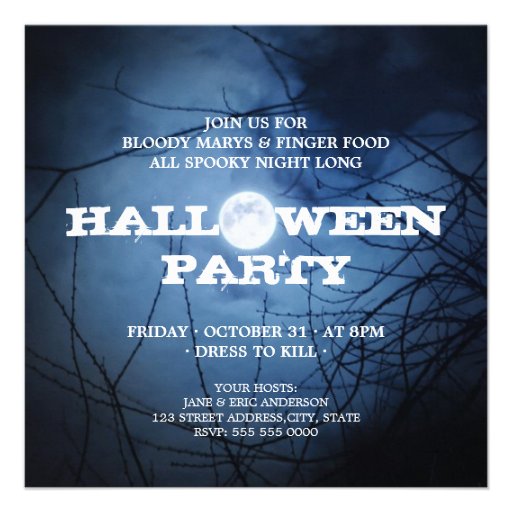 Full Moon Halloween Party invitation (front side)