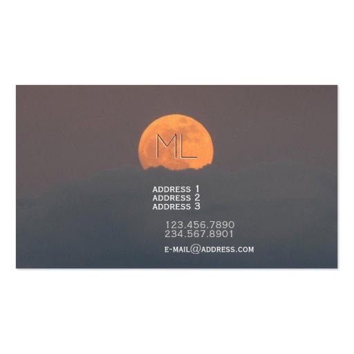 Full Moon Monogram Business Profile Card Business Card Templates (back side)