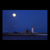 Full Moon over Scituate Lighthouse posters