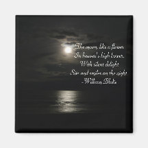 Full Moon over the water at night-with poetry Magnets