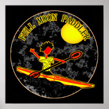 Full Moon Paddler Kayaking Canoeing Posters