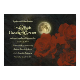 Full Moon Red Ghost Roses Wedding Invitation 5