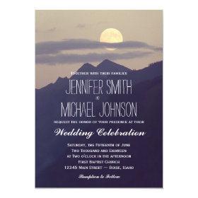 Full Moon Rising Over Mountains Wedding Invites