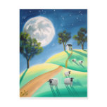 FULL MOON & SHEEP PAINTING POST CARDS