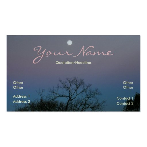 Full Moon Sunrise Business Card (front side)