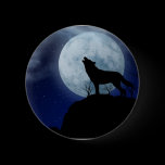 Full Moon Wolf Pinback Button