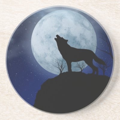 Full Moon Wolf Drink Coaster