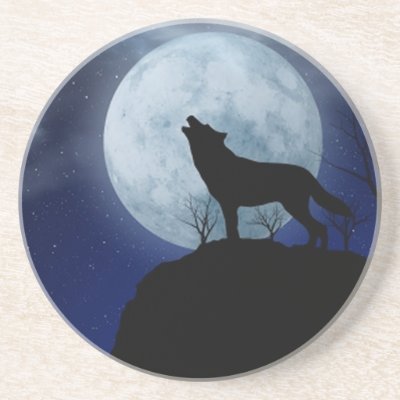 Full Moon Wolf coasters