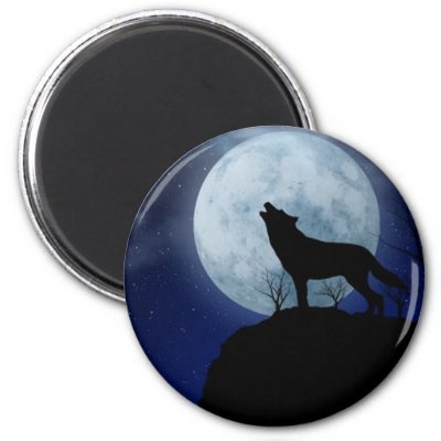 Full Moon Wolf Fridge Magnet