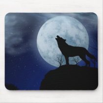Full Moon Wolf Mousepads